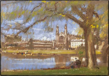 Kings College, Cambridge (akvarell och kroppsfärg med blyerts på tonat papper)