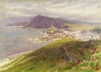Kusten vid Ilfracombe, North Devon (penna och akvarell)