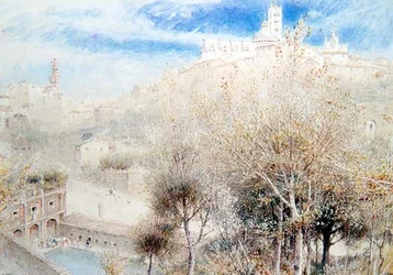Fonte Branda, Siena (akvarell)