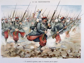 A la bajonett - i "" Album militaire "" av Albert Guillaume (1873-1942), cirka 1900