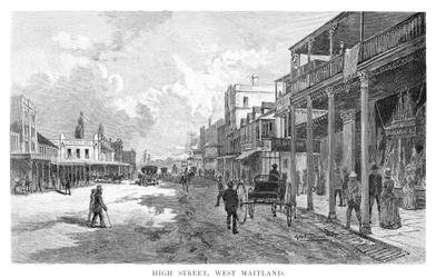 High Street, West Maitland, New South Wales, Australien, 1886.