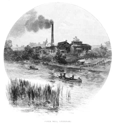 Pappersbruk, Liverpool, New South Wales, Australien, 1886.