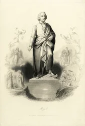Mozart Monument på Mozartplatz, 1842.