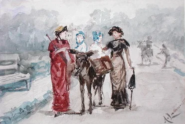The Donkey Ride (akvarell på papper)