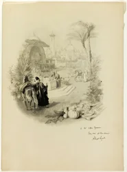 Studie för illustration för Aline, drottning av Golconda