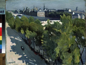 ""Quai du Louvren och Pont Neuf i Paris"" Ile de la Cite och Seines strand. Målning av Pierre-Albert (Albert) Marquet (1875-1947) 1906. Olja på duk. Eremitagemuseet, Sankt Petersburg (Saint-Petersburg)
