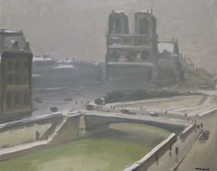 Notre Dame i snön, efter 1912 (olja på duk)