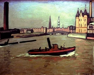 Hamnen i Hamburg – 1908 – 68 × 81 cm – olja på duk