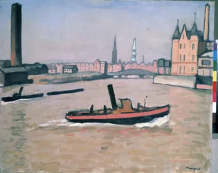 Hamnen i Hamburg 1909 (olja på duk)