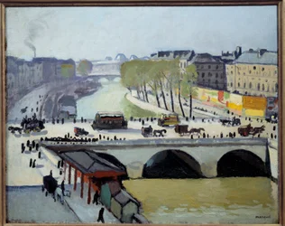 Utsikt över Pont Saint Michel i Paris