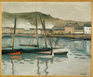 hamnen i Fecamp, Normandie (olja på duk)