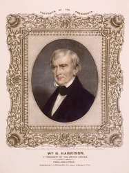 USA:s president William Henry Harrison, 1846 (litografi)