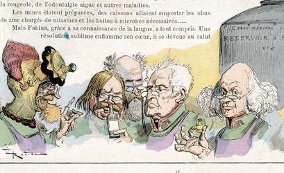 Anticipation: scholars, "" War in the 20th century"" (kemisk och bakteriologisk krigföring?) av Robida, n.d.