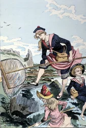Fiske efter kräftor vid havet