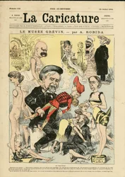 Illustration av Albert Robida (1848-1926) för omslaget till La Caricature (1880)