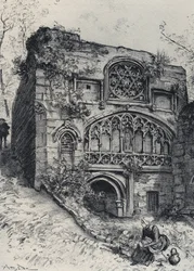 La fontaine des carmelites in morlaix - Gamla Frankrike - Bretagne - text, teckningar och litografier, av Albert Robida (1848-1926) odaterat slutet av 1800-talet