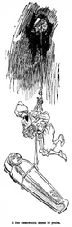 Sjöfararen Sindbad (Sinbad) - berättelse ur Tusen och en natt (1001 nätter) - illustration till en bok från 1948 (Fortin-utgåvan, samlingen Barndomens underbara bildvärld) som berättar om hans äventyr - illustration av Albert Robida (1848 - 1926) - Fjärde