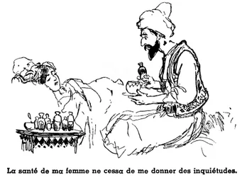 Sindbad sjömannen (Sinbad) - sagan om de tusen och en (1001) nätterna - illustration av en bok från 1948 (Fortin edition, samling Wonderful Imaging of Childhood) som berättar om sina äventyr - illustration av Albert Robida (1848 - 1926) - Fjärde resan : Si