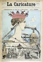 Förskönandet av Paris med tunnelbanan - av Robida, i "" La Caricature"" av 19/06/1886