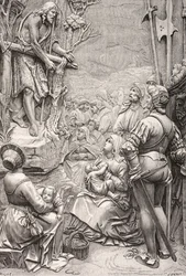 Johannes Döparen predikar i öknen (gravyr)