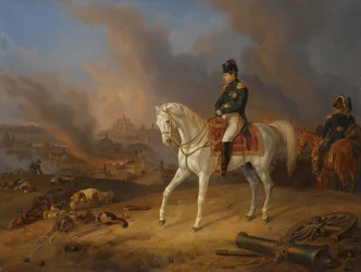 Napoleon Bonaparte före den brinnande staden Smolensk