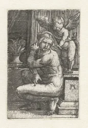 Knästående Venus med Amor