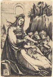 Mary med barn och två pojkar