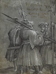 Tre nattväktare, 1513 (ritning på blått grått papper)