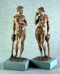 Adam och Eva, ett par statyer, ca 1600 (päron)