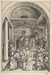 Kristus bland läkarna, från The Life of the Virgin, latinsk upplaga, 1511.n.d.