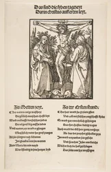 Kristus på korset mellan Jungfrun och Sankt Johannes första ark av två, 1510.