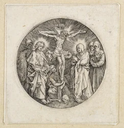 Kristus på korset mellan Johannes och Maria; kallad Maximilians svärdsknapp
