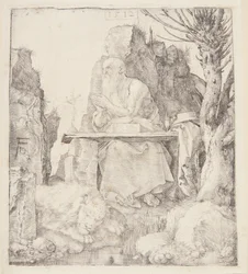 Saint Hieronymus vid ett vissnat pilträd