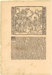Kejsarens son räddar Catonet från galgen [recto]; Triton och två delfiner [verso]