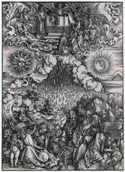 Öppnandet av det femte och sjätte sigillet, figur IV, blad 6 ur serien ”Apokalypsen”