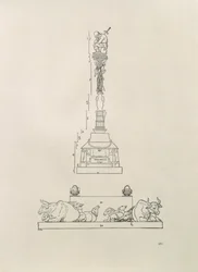 Monument till minne av segern över bönderna, ur „Mäthandboken“, utgiven 1525
