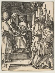 Pilatus tvättar händerna, från The Small Passion, ca. 1509.