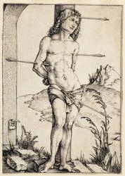 Sankt Sebastian bunden vid kolonnen