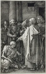 Sankt Petrus och Johannes botar en lam man vid templets port