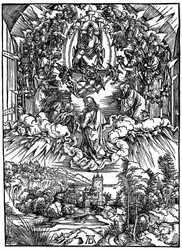 Scen från Apokalypsen, Johannes inför Gud Fadern och de tjugofyra äldste, 1498, 1936.