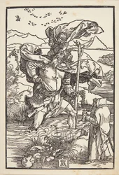 St Christopher i vildmarken med en flygning av fåglar