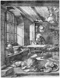 St. Jerome i sitt arbetsrum