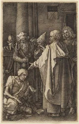 Sankt Petrus och Sankt Johannes botar den lame (nr 16 ur Den graverade passionen)