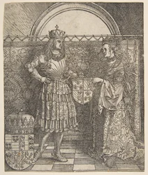 Trolovningen av Maria av Bourgogne från kejsar Maximilian I:s triumfbåge, 1515.