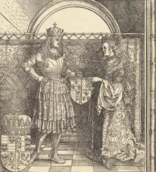 Maximilians trolovning med Maria av Bourgogne, 1511.