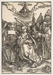 Den heliga familjen med fem änglar, ca. 1503.
