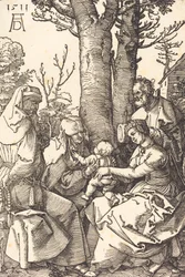 Den heliga familjen med Joachim och Anne under ett träd, 1511.