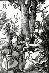 Den heliga familjen med St. Anne och St. Joachim, 1511 (träsnitt)