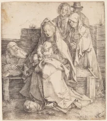 Den heliga familjen med Johannes, Magdalena och Nikodemus