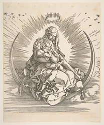 Madonnan på halvmånen, frontispice till The Life of the Virgin, ca. 1511.